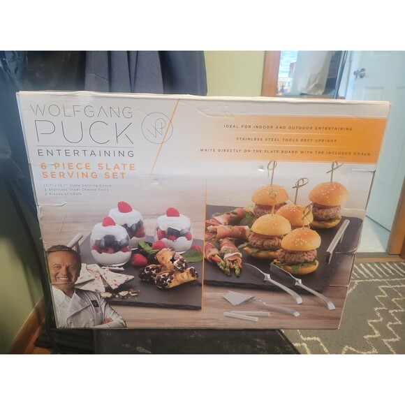 NIB Wolfgang Puck Slate Tray with 3 Cheese Knives Charcuterie Set - Picture 10 of 10